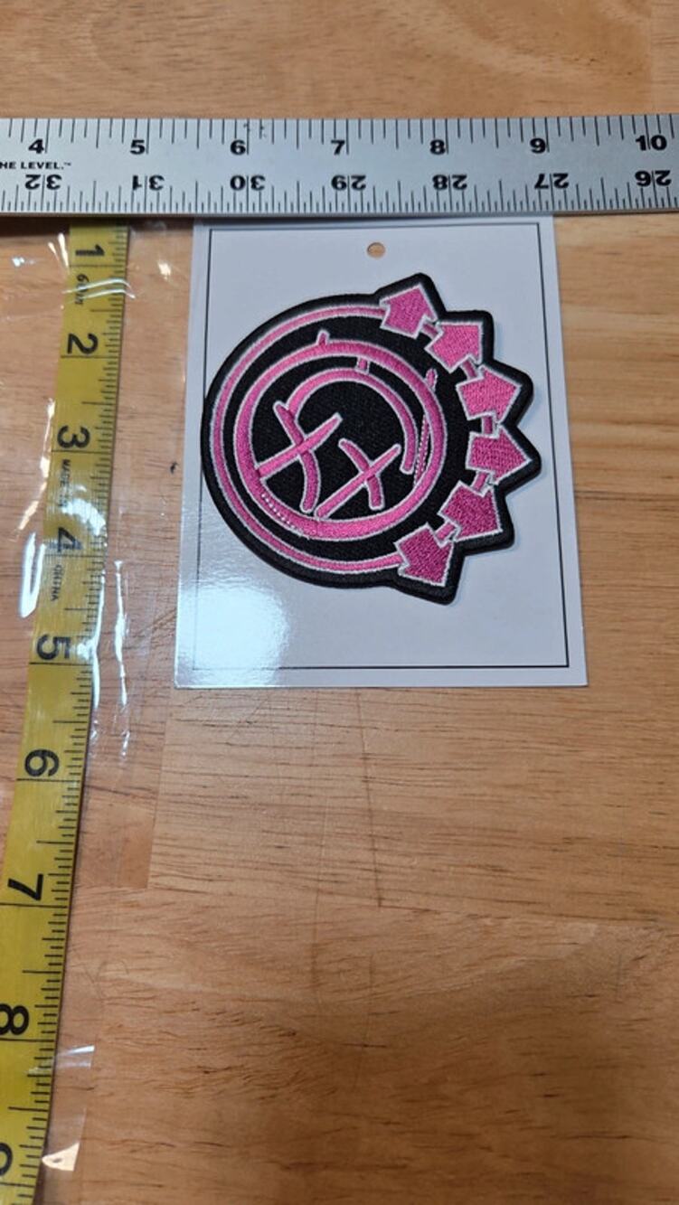 Blink-182 Pink Neon Six Arrows Smiley Patch Official Rock Off Iron On New